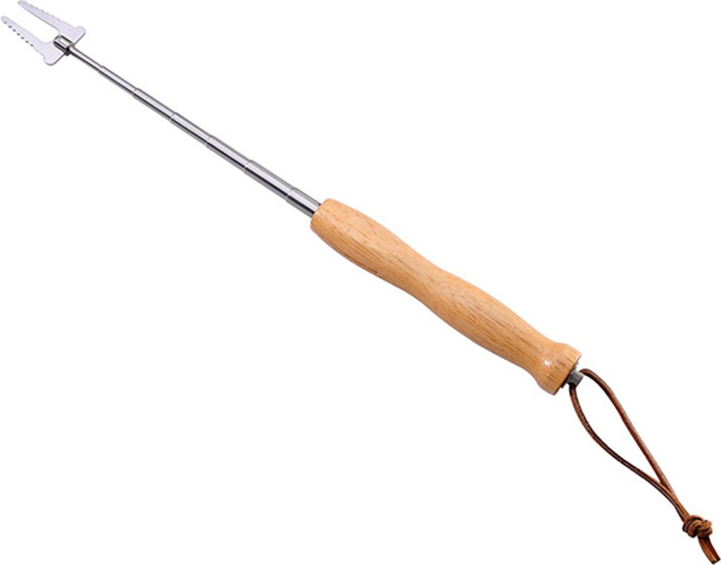 Ausziehbare Grillgabel mit Holzgriff C krbisf?rmiges Design