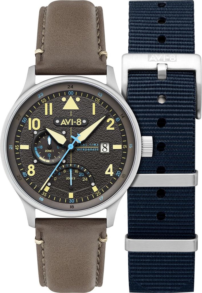 AVI-8 AV-4101-09 Herrenuhr Hawker Hurricane McKellar Dual Time GMT 44mm 5ATM