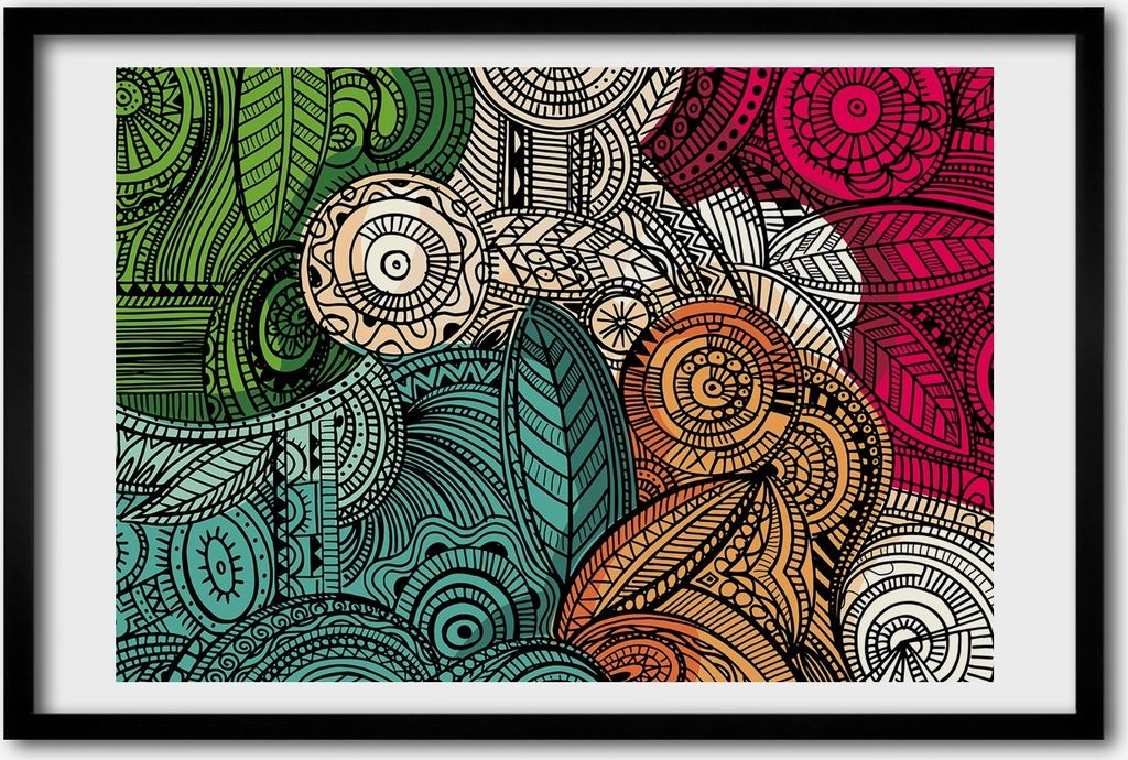 Bild 60x40 MDF-Rahmen, Wandkunst abstrakte Federn