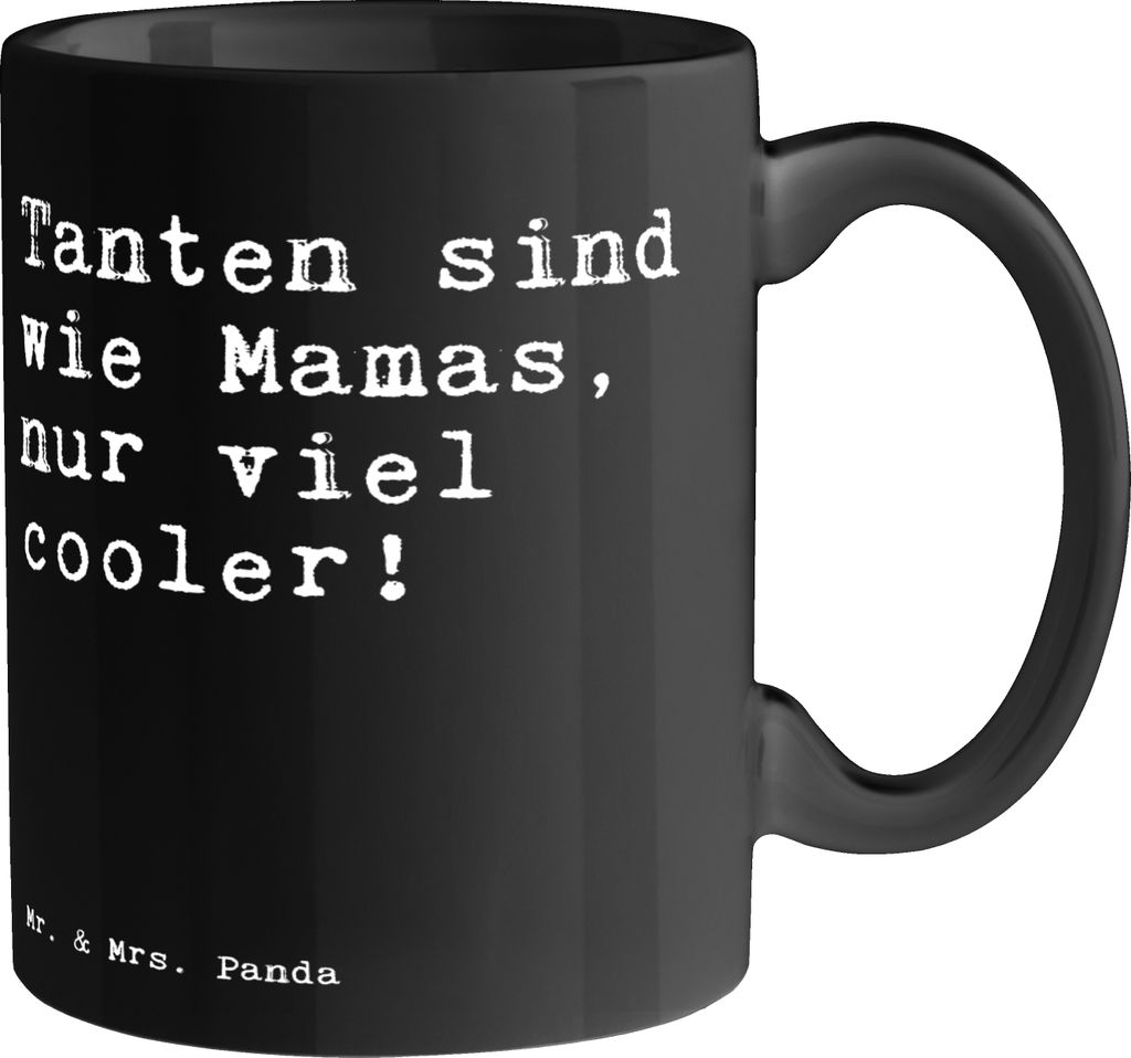 Mr. & Mrs. Panda Tasse Tanten sind wie Mamas,... - Schwarz - Geschenk, Trinkbecher, Mama, haferl, Tante, Kaffeebecher, Mutter werden, Sprüche, Bec...