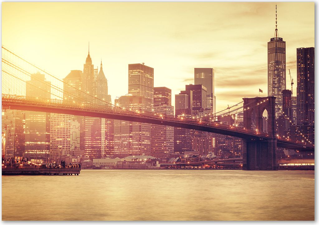 Tulup Leinwandbild - 100x70 cm - Wandkunst - Drucke auf Leinwand - Leinwanddruck - Sehenswürdigkeiten & Architektur - Braun - Manhattan New York