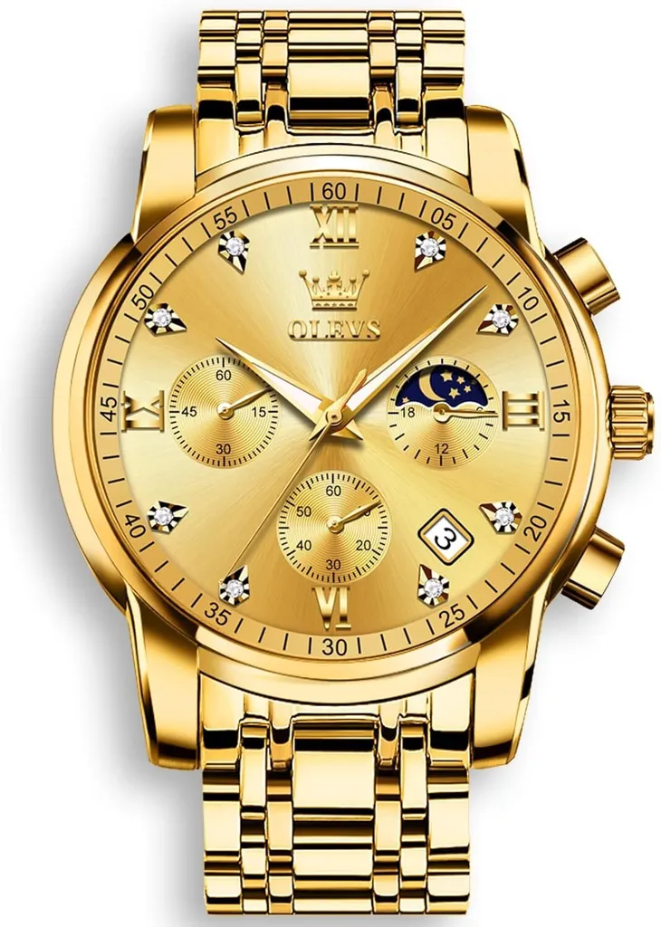 Orologio Uomo Acciaio Inox con Diamanti e Design Multifunzionale