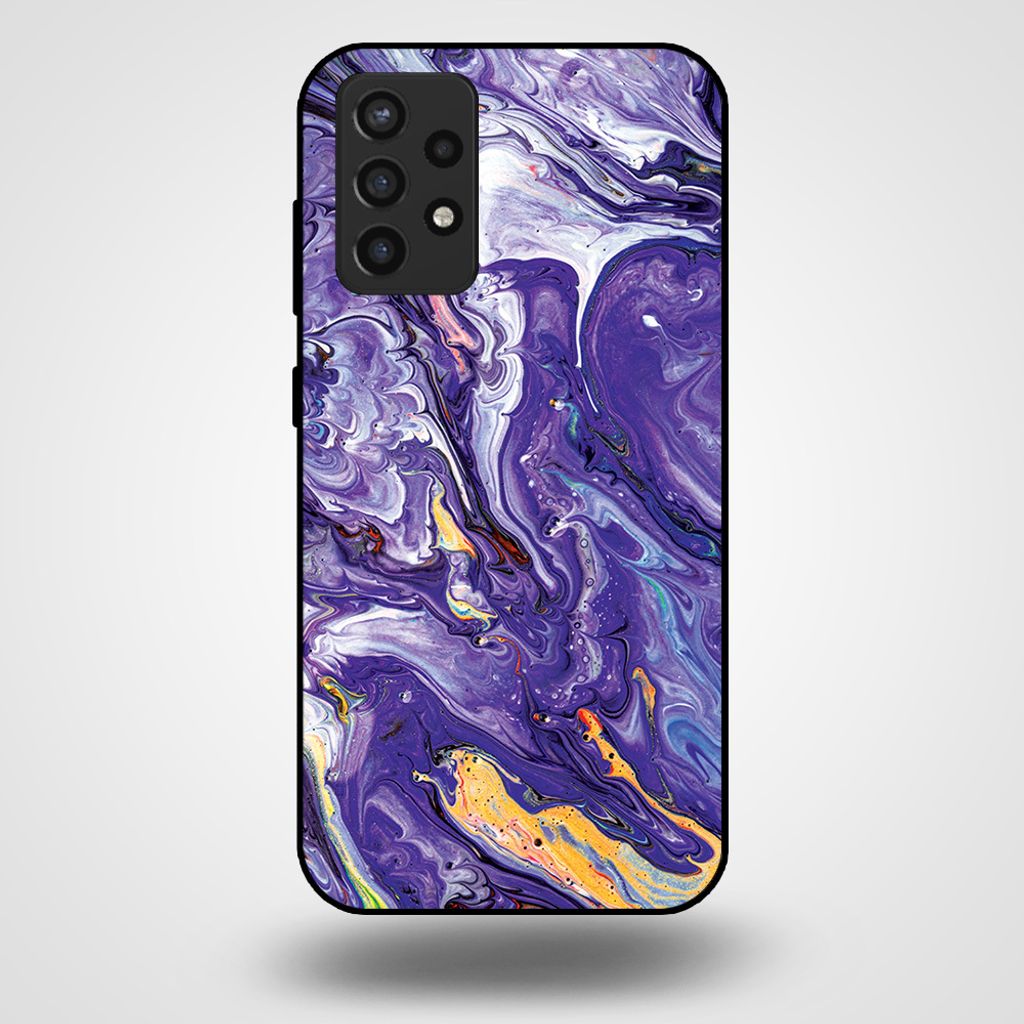 Smartphonica Handytasche für Samsung Galaxy A72 mit Marmordruck - TPU Rückseite Fall Marmor Design - Gold Lila
