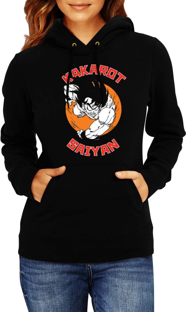 Damen Kapuzenpullover Dragon Anime Manga Ball Z Kakarot Saiyan 01, Lady S / Schwarz