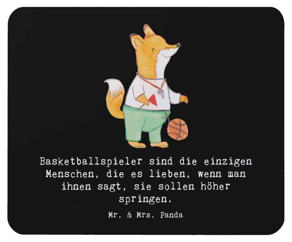 Mr. & Mrs. Panda Mauspad Basketball Motivation - Schwarz - Geschenk, gummi, laptop, Sportleidenschaft, Spielfreude, Training, Sprungkraft, Sportler...