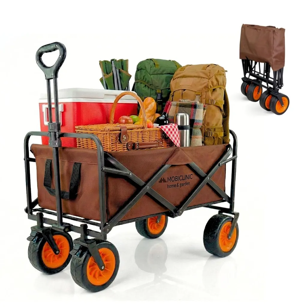 Chariot de Transport Pliable pour Jardin et Plage - Modèle Tout Terrain