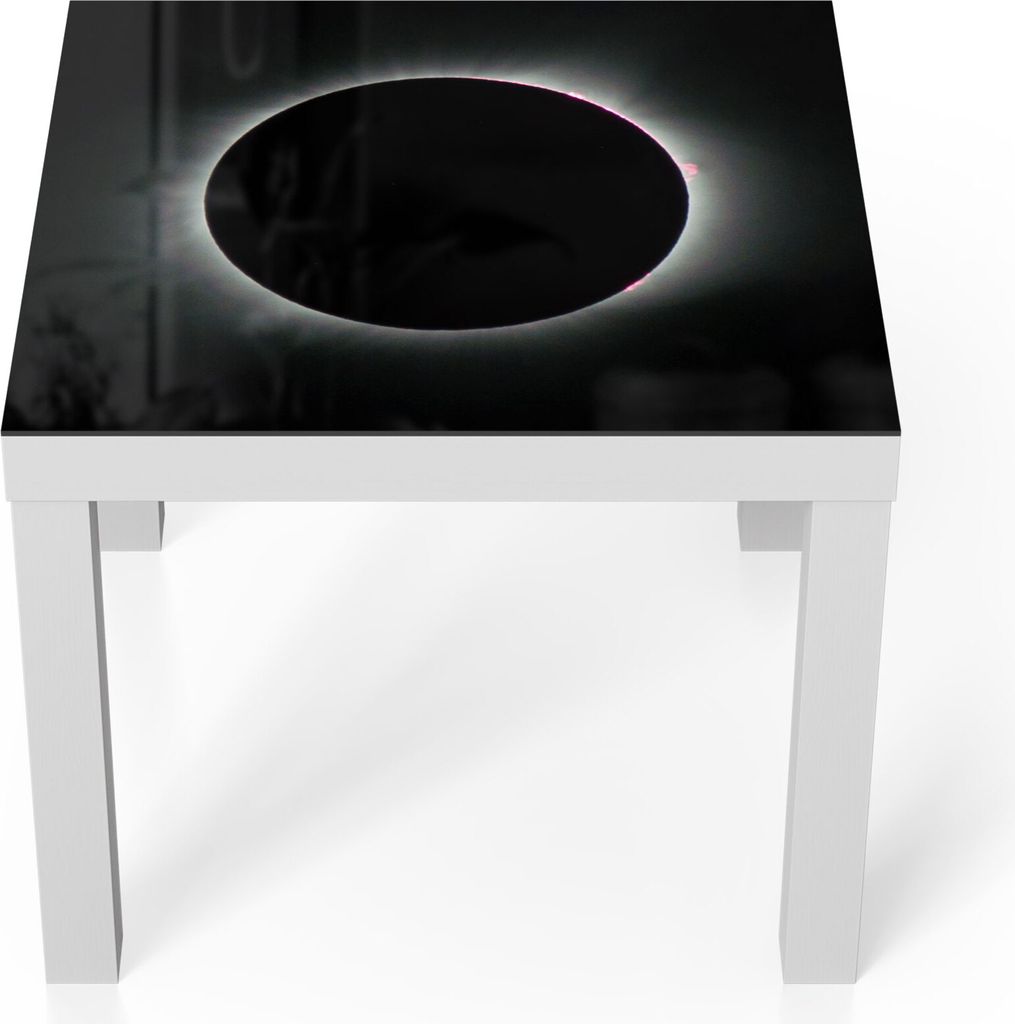 DEQORI Couchtisch 55x55 cm Weiß 'Sonnenfinsternis' Glas Beistelltisch