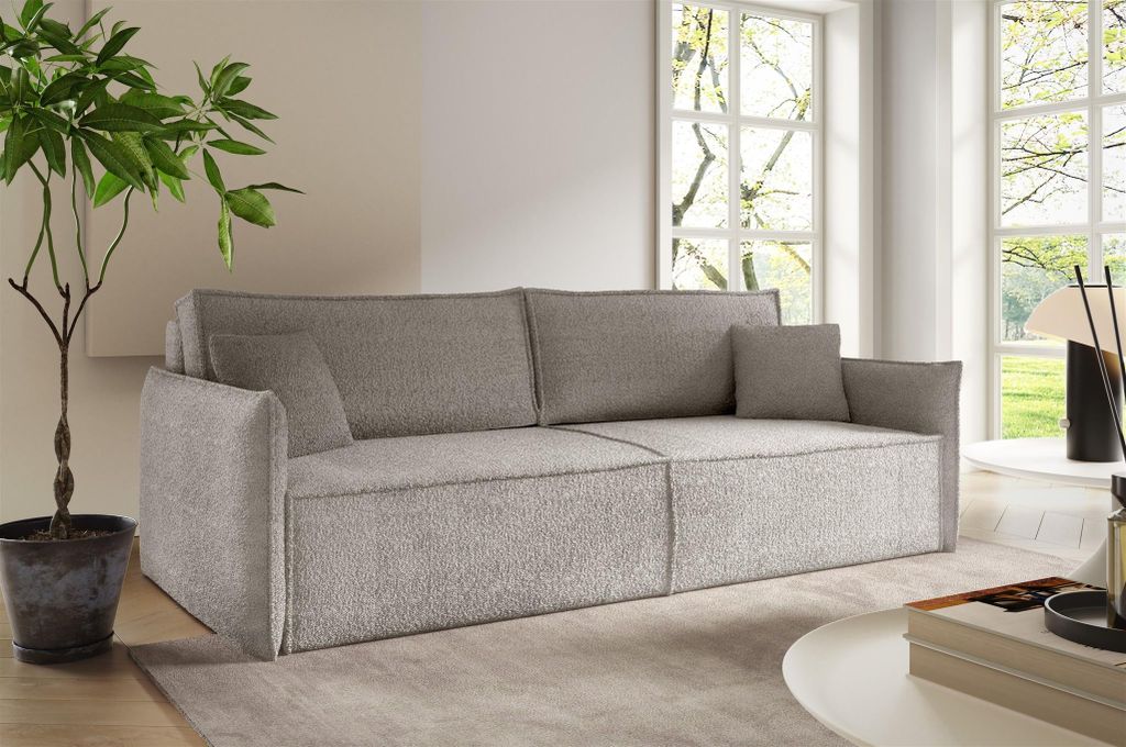Sofa 3-Sitzer mit Schlaffunktion LAGOS in Stoff Abriamo Beige