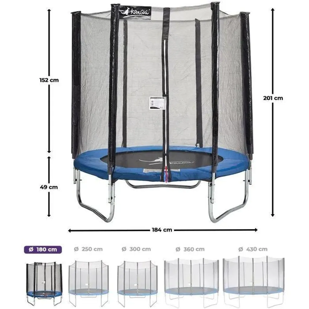 Trampoline 180 cm Kangui Robuste avec Filet et Coussin de Protection - 2
