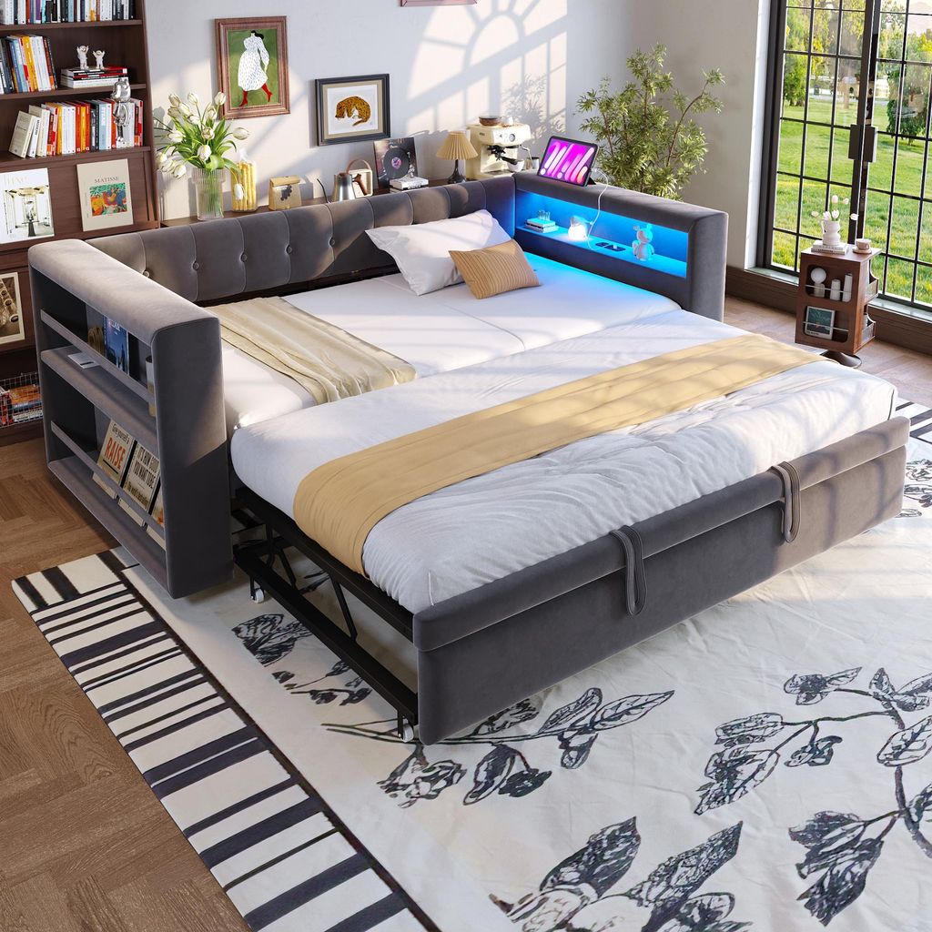 Sweiko Polsterbett 90/180 × 190 cm, mit LED-Beleuchtung, Produktbild 