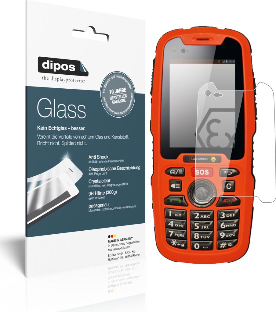 2x Schutzfolie für i.safe MOBILE IS320.1 - Anti-Shock 9H Folie dipos Glass Kunststoffglas