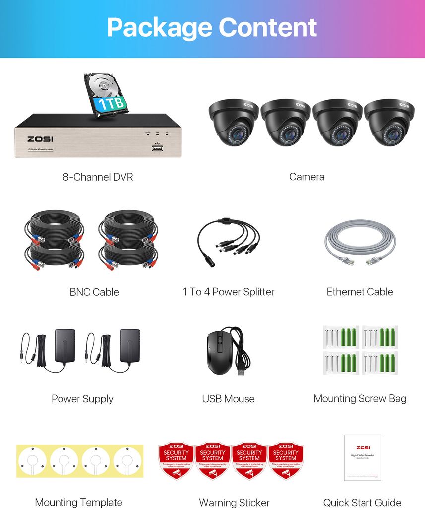 ZOSI 8CH 1080P HD DVR Video Überwachungssystem mit  1TB Produktbild 10