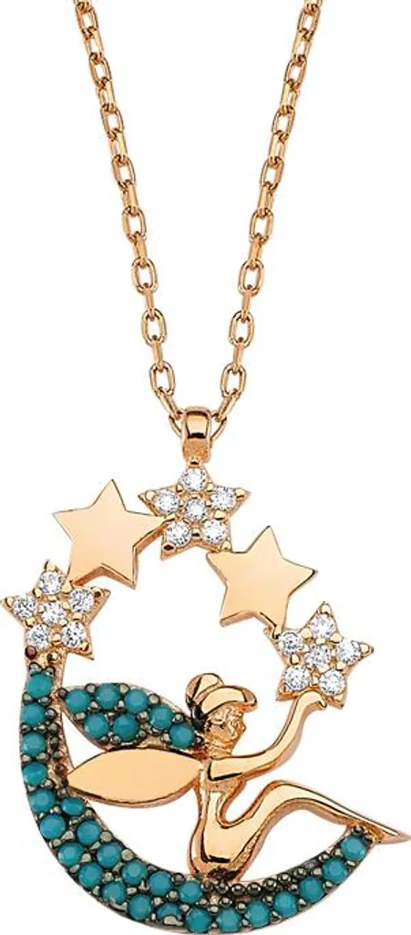 Idée cadeau femme collier argent 925 pendentif lune étoile et fée