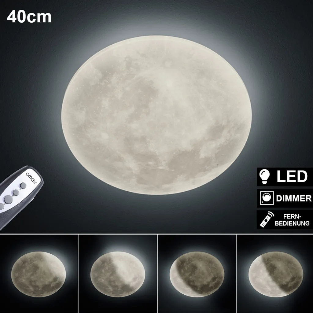 Plafonnier LED Dimmable LUNAR Effet Phase de Lune et Mode Veilleuse - 12