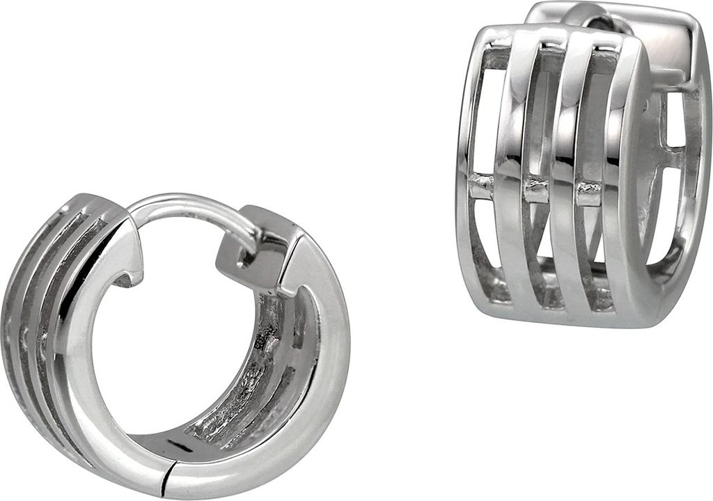 SilberDream Creolen für Damen 925 Silber silber Muster Ohrringe 13mm SDO458J
