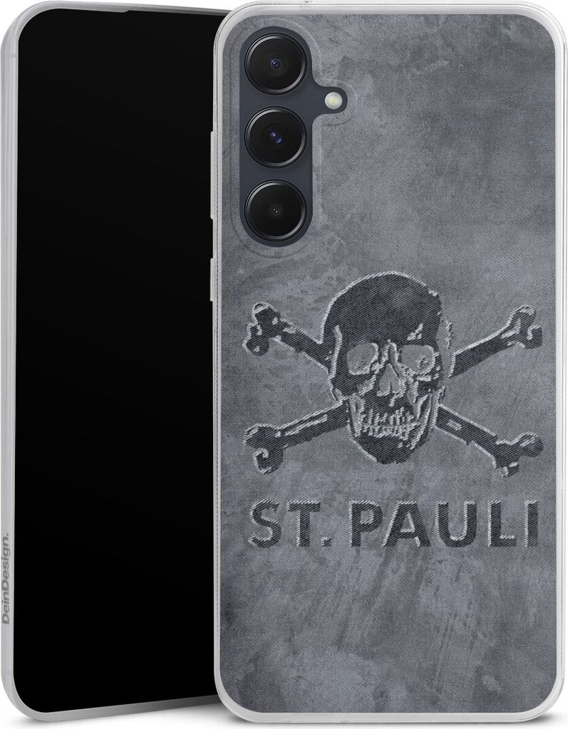 DeinDesign Slim Hülle für Samsung Galaxy A55 5G Silikon Case Ultra Dünn Handyhülle Beton FC St. Pauli Logo