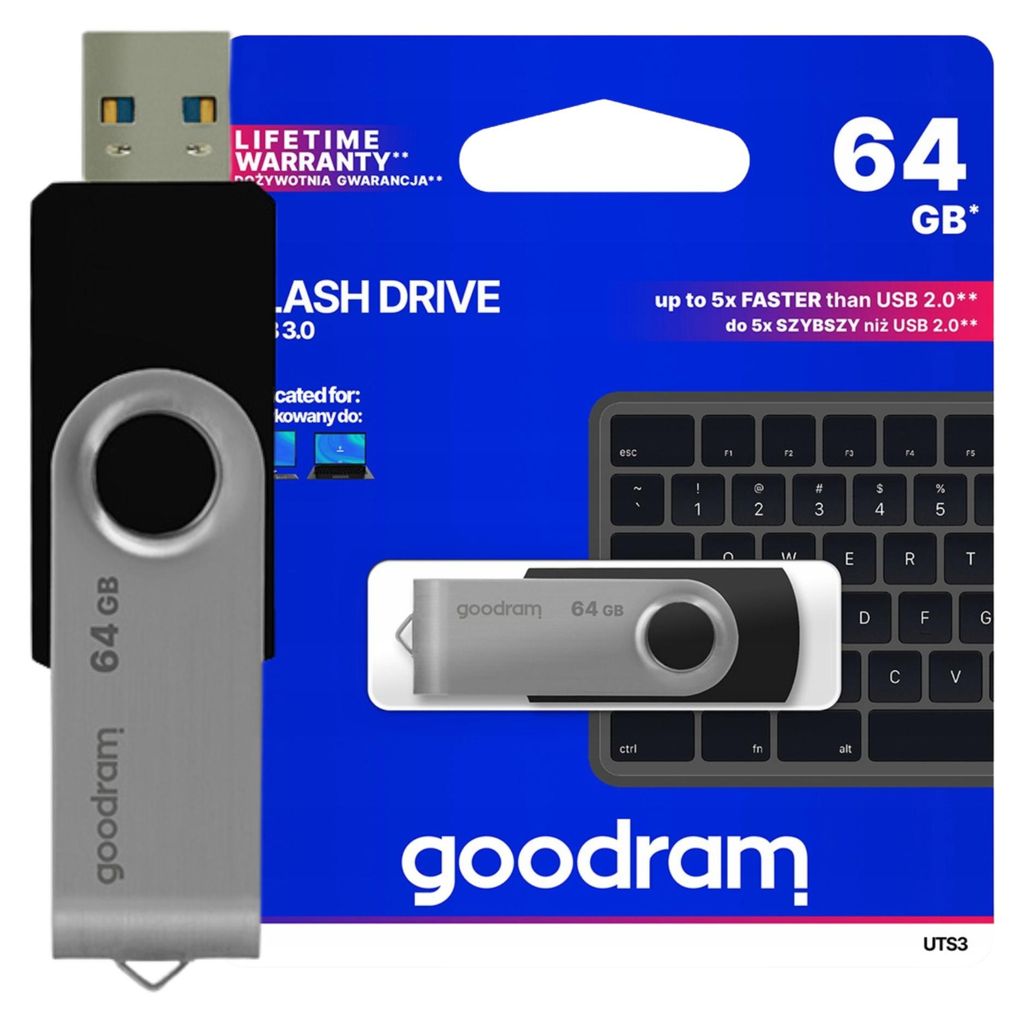 Goodram UTS3, 64 GB, USB Typ-A, 3.2 Gen 1 (3.1 Gen 1), 60 Produktbild 