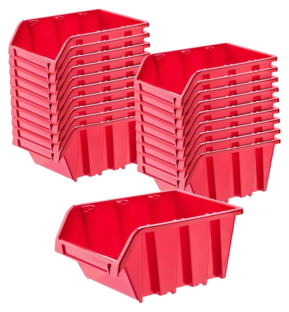 Caisse de rangement empilable en plastique renforcé pour garage