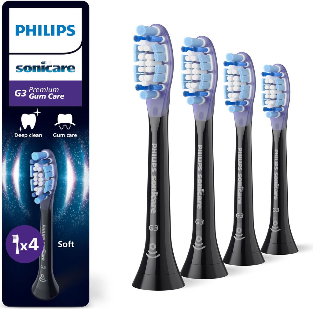 Philips HX9054/88, 4 kusov, Čierna, 3 mesiace, Mäkké, 62000 Obrázok produktu 