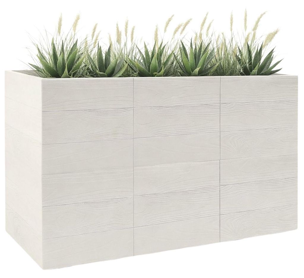 HowHomely | Pflanzentopf - Übertopf - creme - 90 x 30 x 60 cm - Blumenkübel - Holzoptik - Praktisch