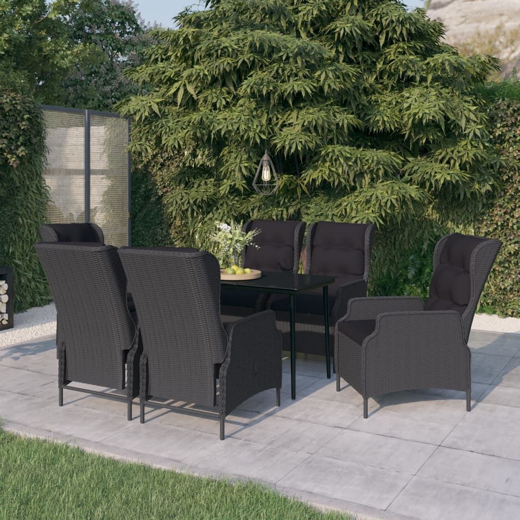 Maison Exclusive - 7-tlg. Garten-Essgruppe Dunkelgrau