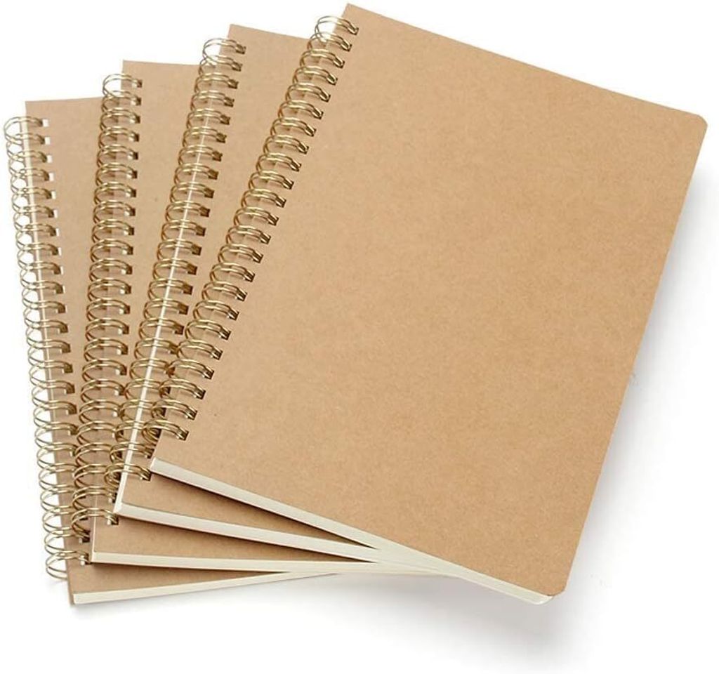 4 STK Notizbuch A5 Spirale Notizblock, Kraft Cover Leerseite (0 Blatt) Notizheft Skizzenblock, Classic Tagebuch Schreibblock Zeichenblock