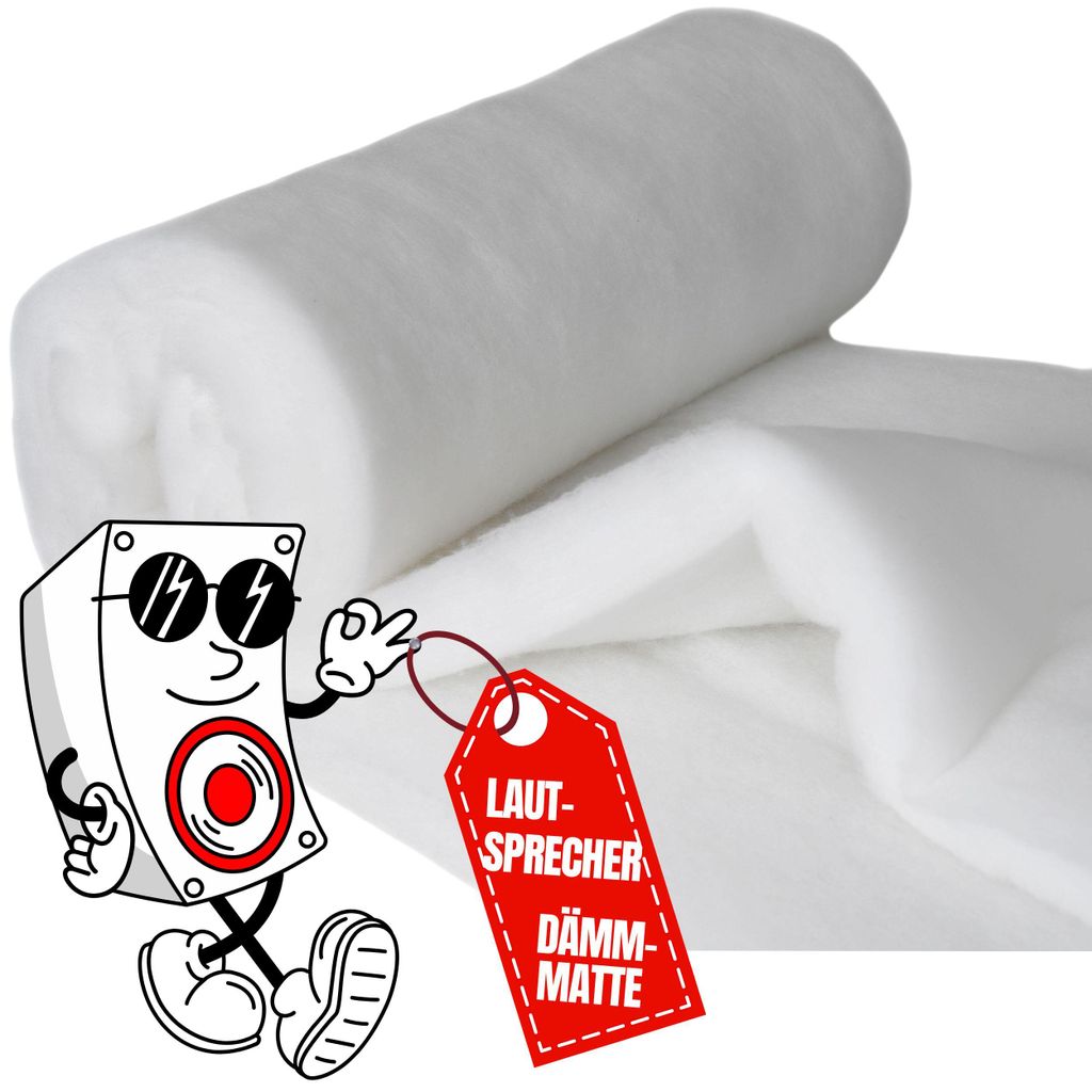 Lautsprecher Dämmwatte 5m x 160 cm, 550 g/m², 55 mm Akustikvlies für Boxenbau, Lautsprecher Dämmung, Dämmwolle für Lautsprecherboxen, Dämmma...