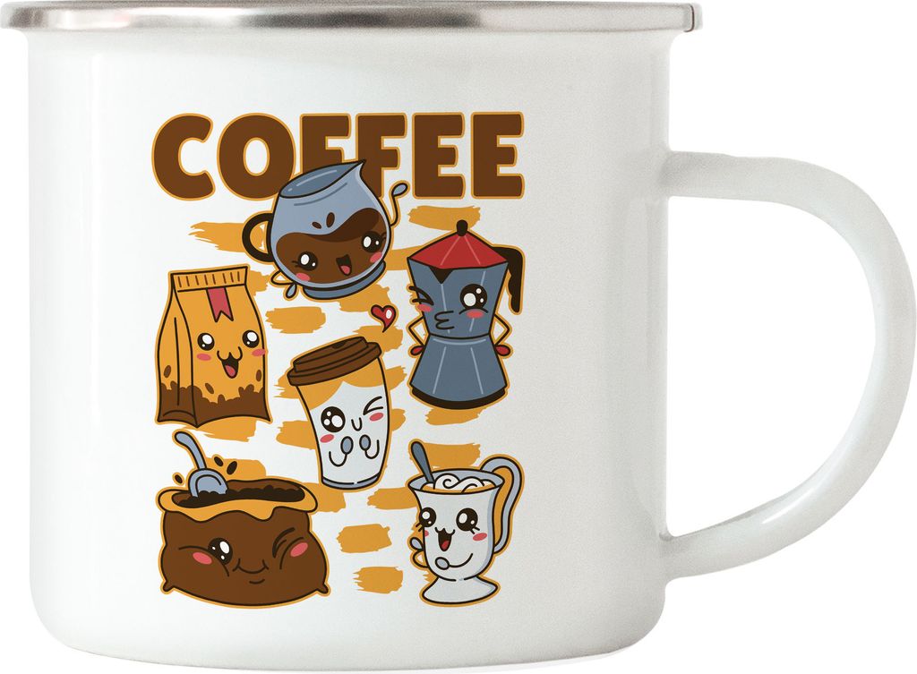 Coffee Emaille Tasse Kaffeliebhaber Caffe Latte Cappuccino Morgens Frühstück Büro Coffeelover Kaffee