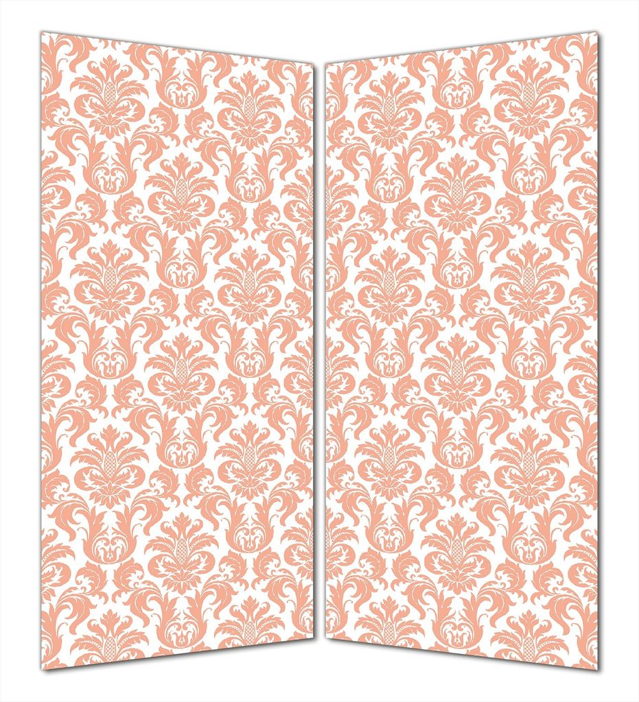 Wallario selbstklebende Duschrückwand 180 x 200 cm mit Motiv Königliche Schnörkelei in weiß und orange - Wandverkleidung mit Hochglanzlaminat i...