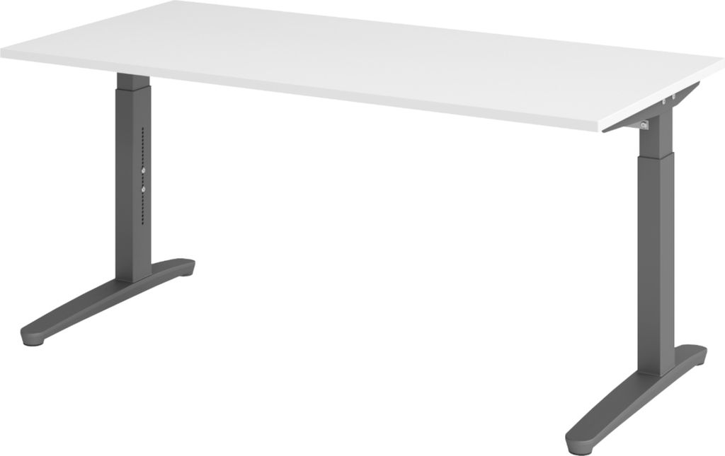 bümö Schreibtisch Serie-XB - Nachbildung: Weiß, Größe: 160 x 80 cm, Gestell: Graphit