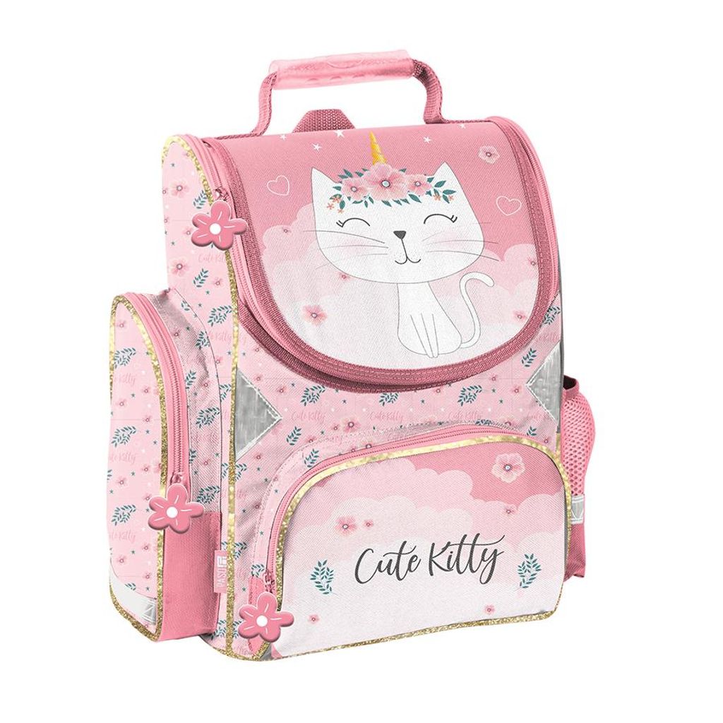 PASO Schulranzen für Jungen & Mädchen Katzen 1 -3 Klasse KITTY rosa