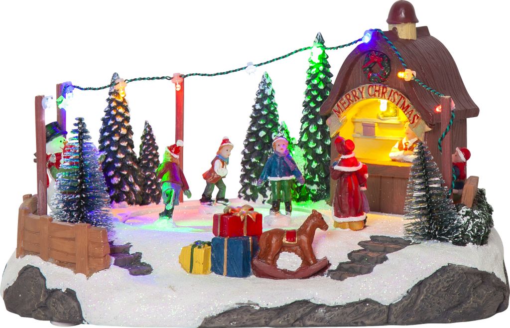 LED Weihnachtsszenerie Iceville Spieluhr mit Rotation + Licht, 27x15cm
