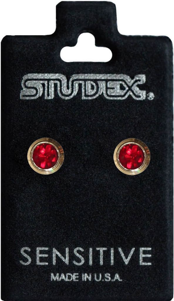 Studex Sensitive Chirurgenstahl Ohrstecker vergoldet mit Juli-Rubin 2mm