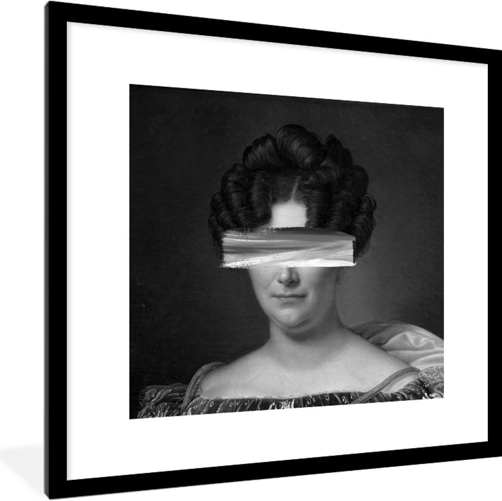 MuchoWow Gerahmtes Poster Johanna Henriette Engelen - Alexandre Jean Dubois Drahonet - Schwarz und Weiß 40x40 cm - Poster mit Schwarzem Bilderra...