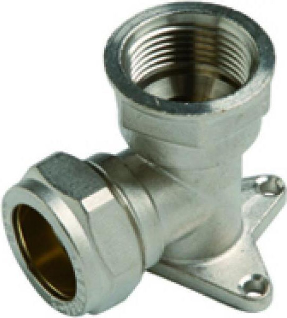 Messing Klemmverschraubung für Kupferrohr, Wandscheibe Ø22 x IG 1/2"