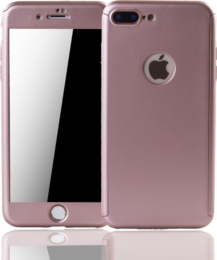 Handyhülle Schutzhülle für Apple iPhone 7 Plus Full Case Cover Displayschutz 360 Rosa