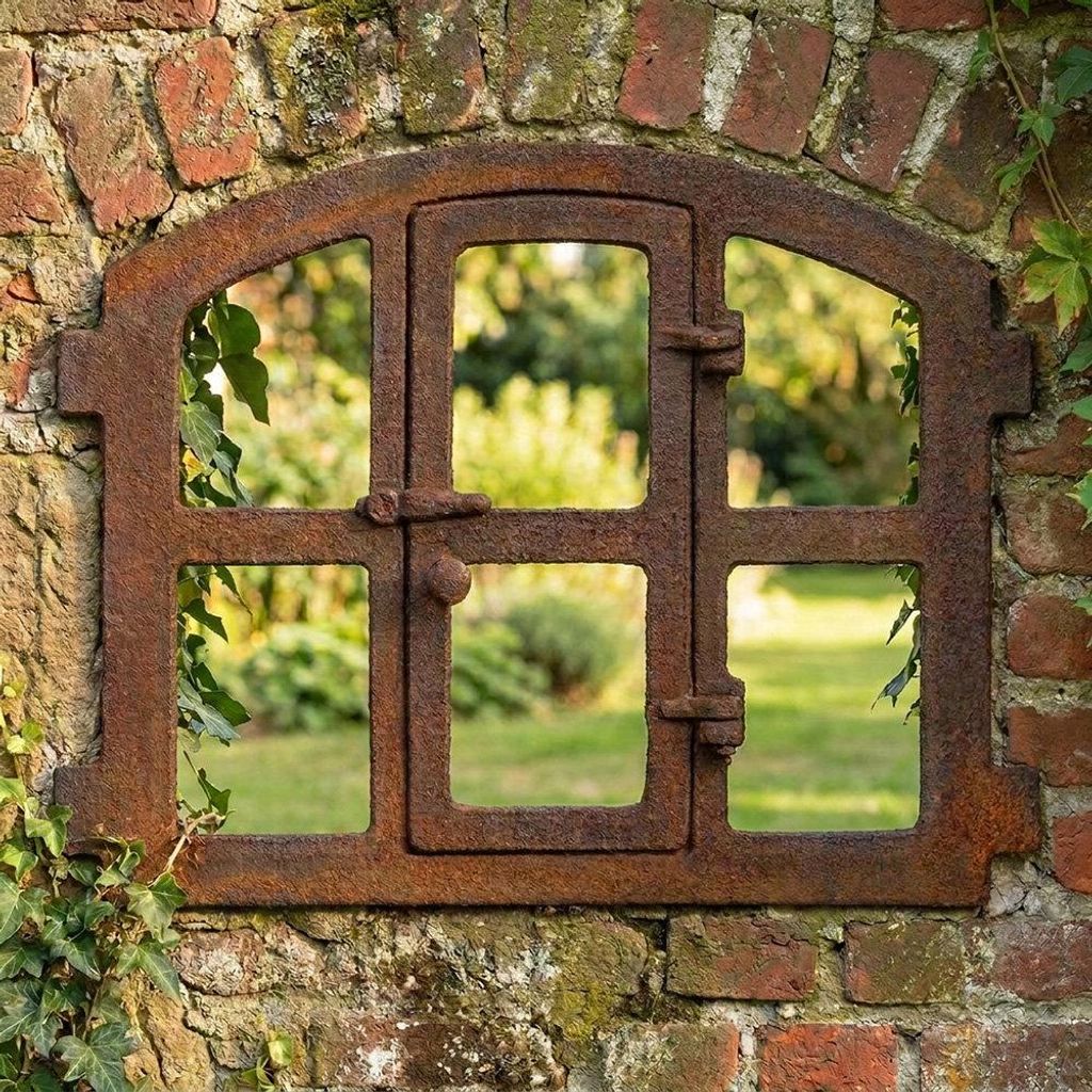 Eisenfenster mit Tür, antik-ländlich zum Öffnen, Produktbild 