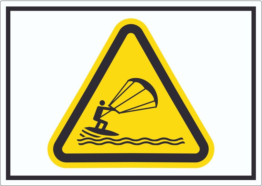Aufkleber Warnung Kitesurfer Symbol A2 (420x594mm)