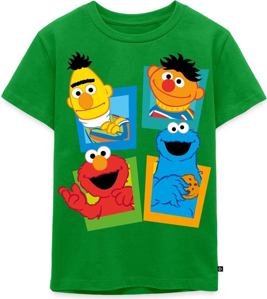 Spreadshirt Sesamstraße Kacheln Ernie und Bert Kinder Premium T-Shirt, 134/140 (8 Jahre), Grün