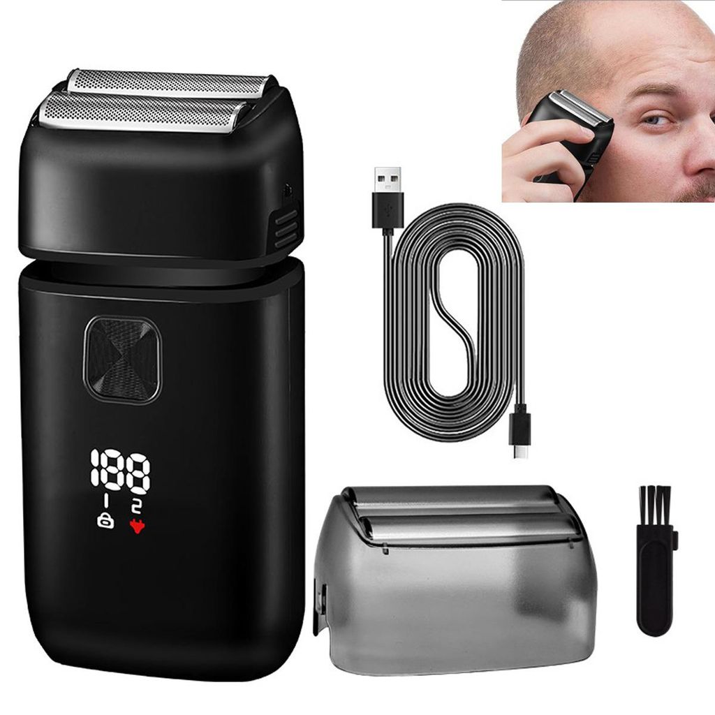 Elektrischer Rasierer für Herren, Folienrasierer mit ausklappbarem Trimmer, wiederaufladbar, 2 Geschwindigkeitsstufen, 120 Minuten Laufzeit