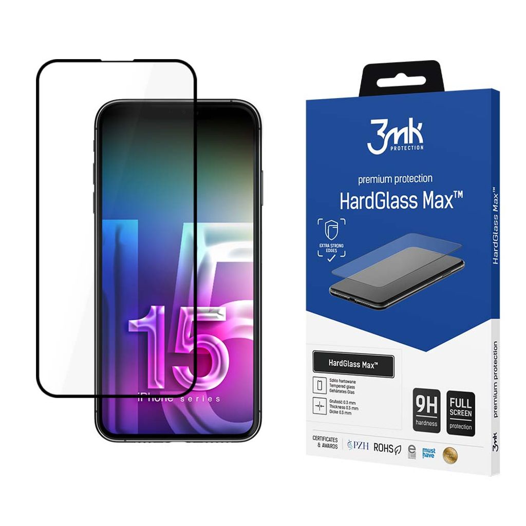 3mk Display Gehärtetes Glas HardGlass Max für iPhone 15 Pro Produktbild 