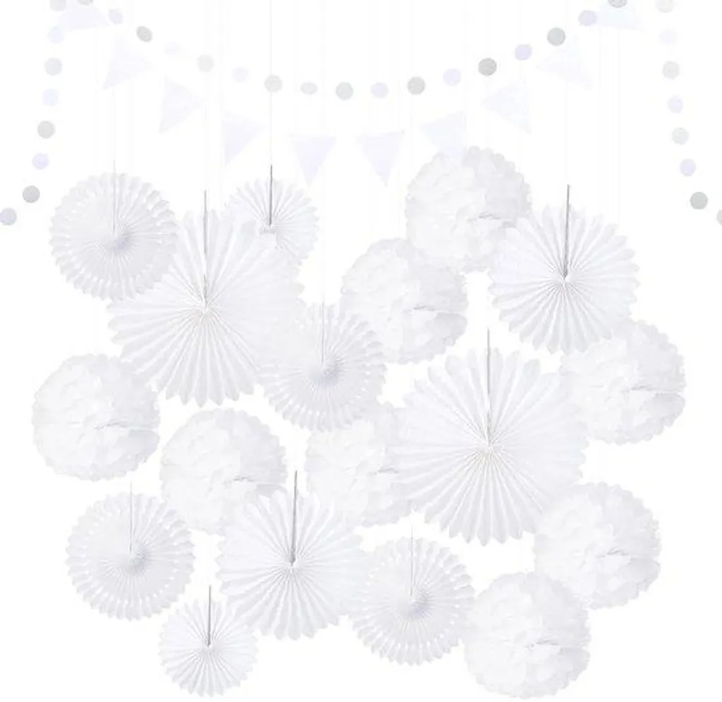 Kit décoration mariage blanc 31 pièces en papier de riz pour réception