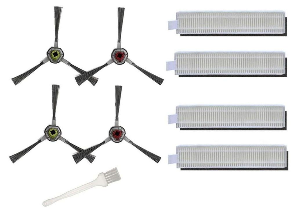 Ersatzteile für Ecovacs Deebot OZMO Slim 10 Robotics Staubsauger - 8 Filter Hepa 4 Seitenbürsten 1 * Reinigungsbürste, Zubehörset, 13 Stück