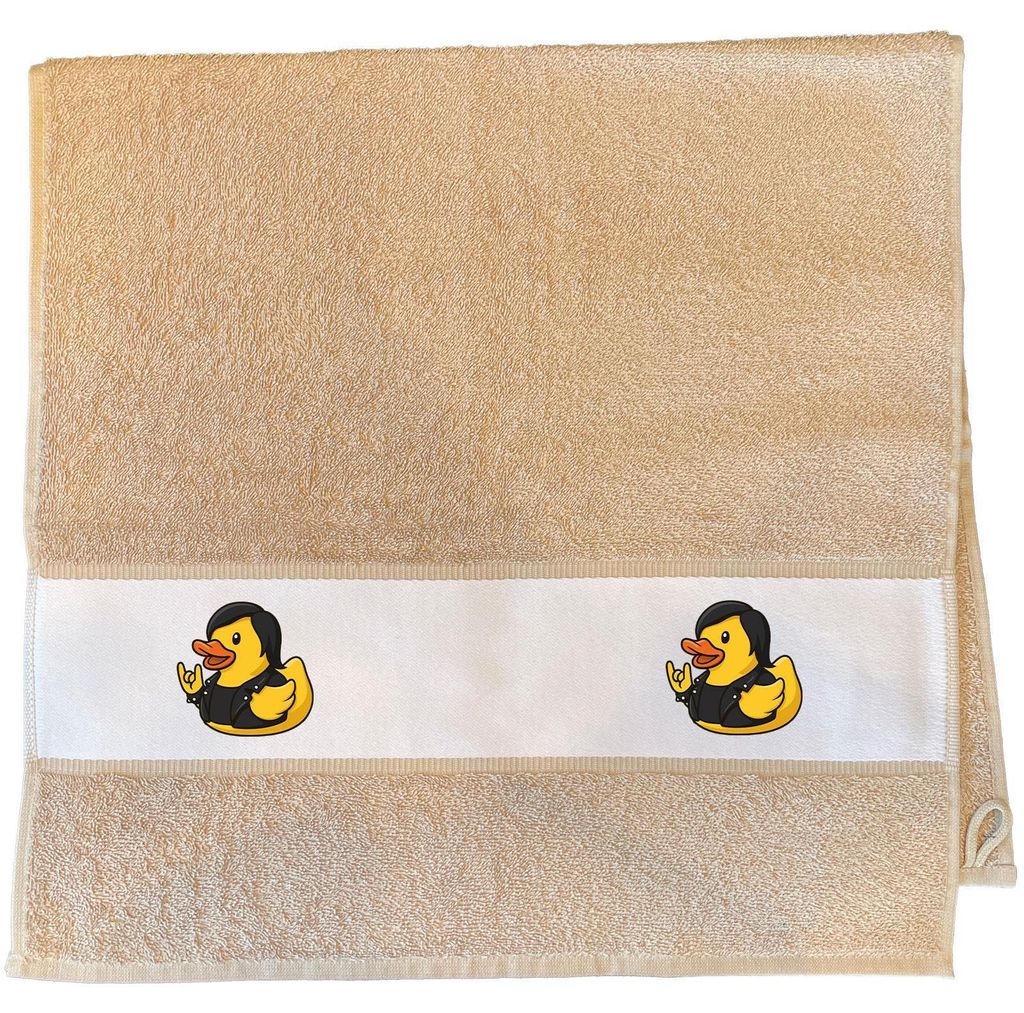 Huuraa Handtuch Quietscheente Rocker Gummiente Biker 50x100cm Sand Baumwolle Handtuch Geschenkidee