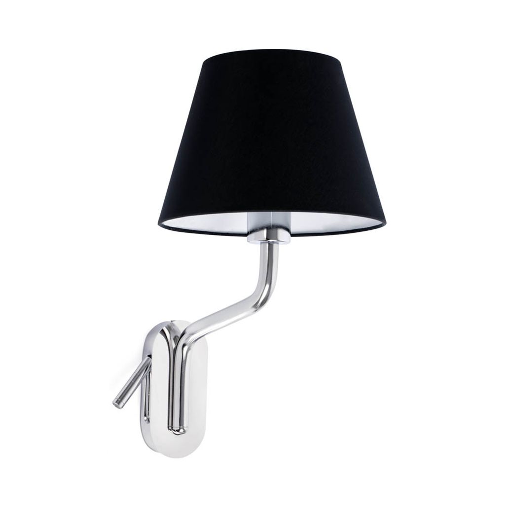 ETERNA Wandleuchte innen mit Leser rechts chrom/schwarz 24006-12