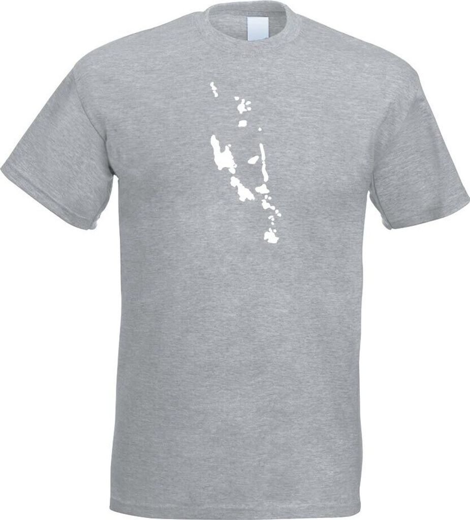 Kiwistar - T-Shirt - Graumeliert - Vanuatu Umriss Kontur Herren Funshirt Bedruckt Design Sprüche Spruch Motive - mit Motiv Bedruckt - Funshirt Des...