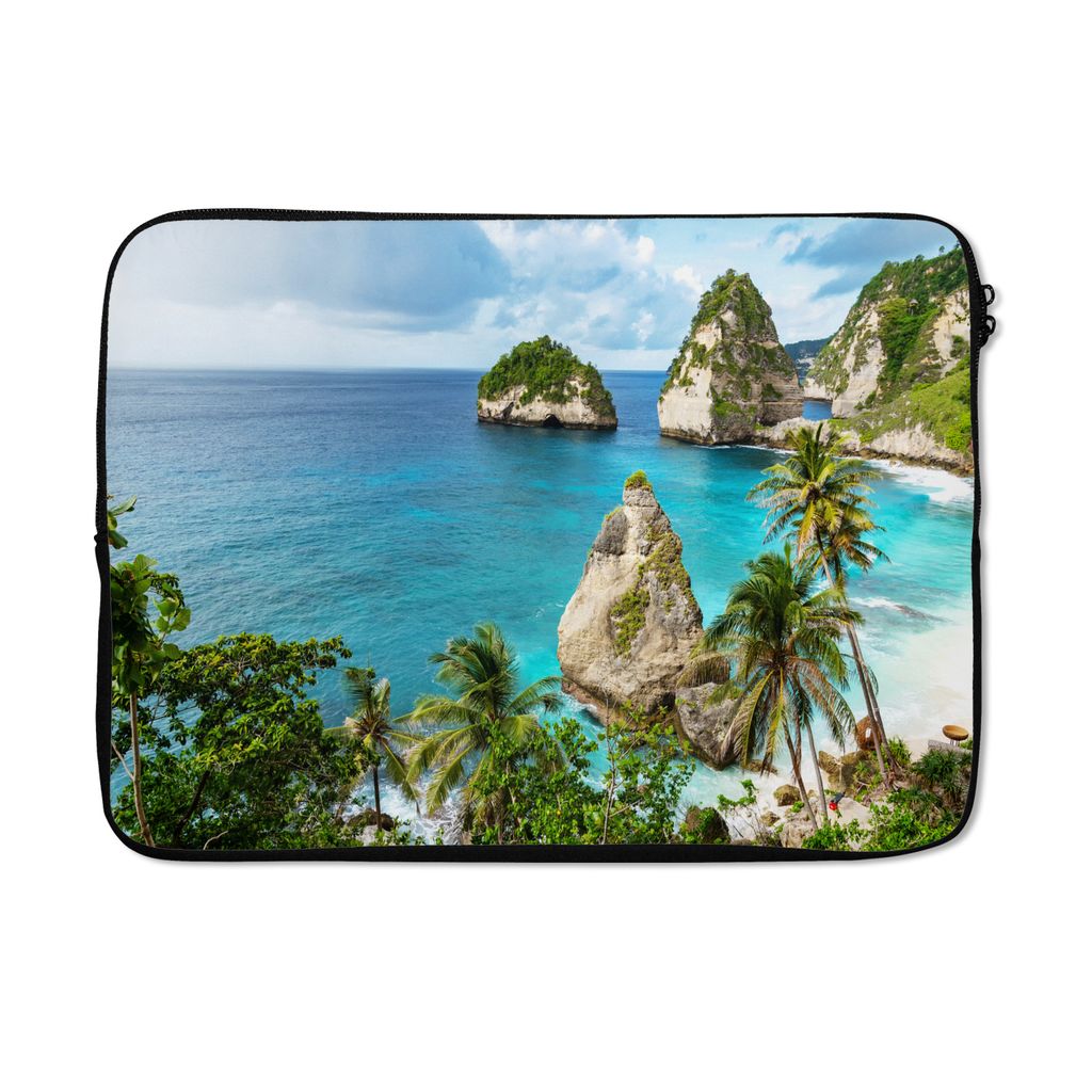MuchoWow Laptop Hülle 13 Zoll Steine - Moos - Strand Laptoptasche - Laptophülle - Sleeve - Rundumschutz
