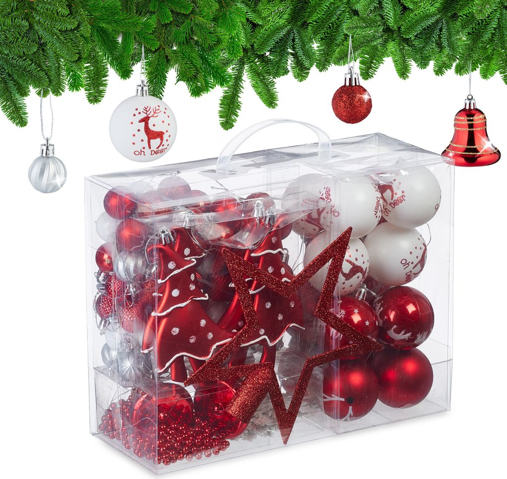 relaxdays Weihnachtskugeln im 103er Set