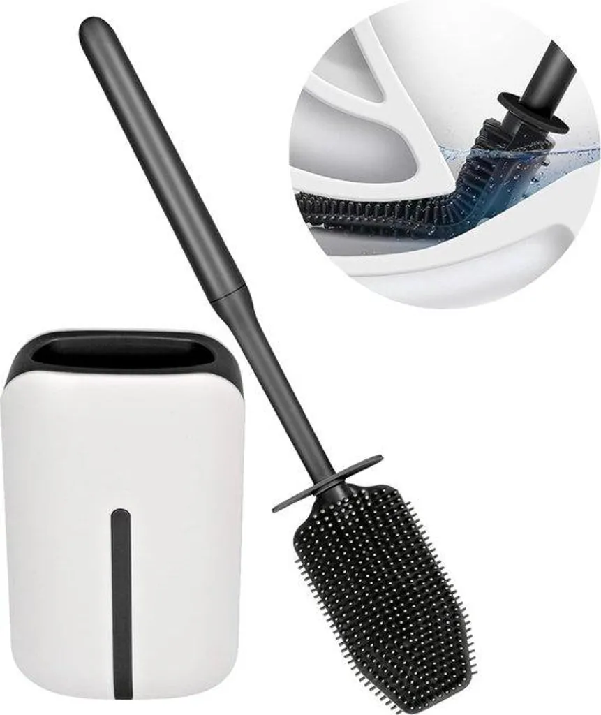 Brosse de toilettes pour invités en silicone noir montage sans trou