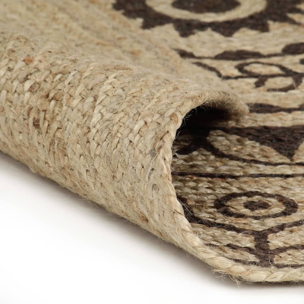 vidaXL Tapis Fait main Jute avec Impression Marron Foncé Image du produit 